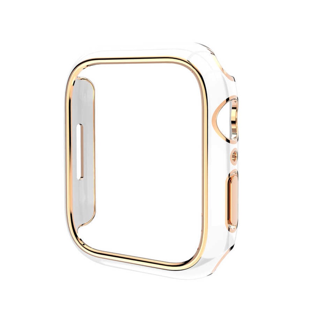 Apple Watch Uyumlu Parlak Gold Detaylı Koruyucu White