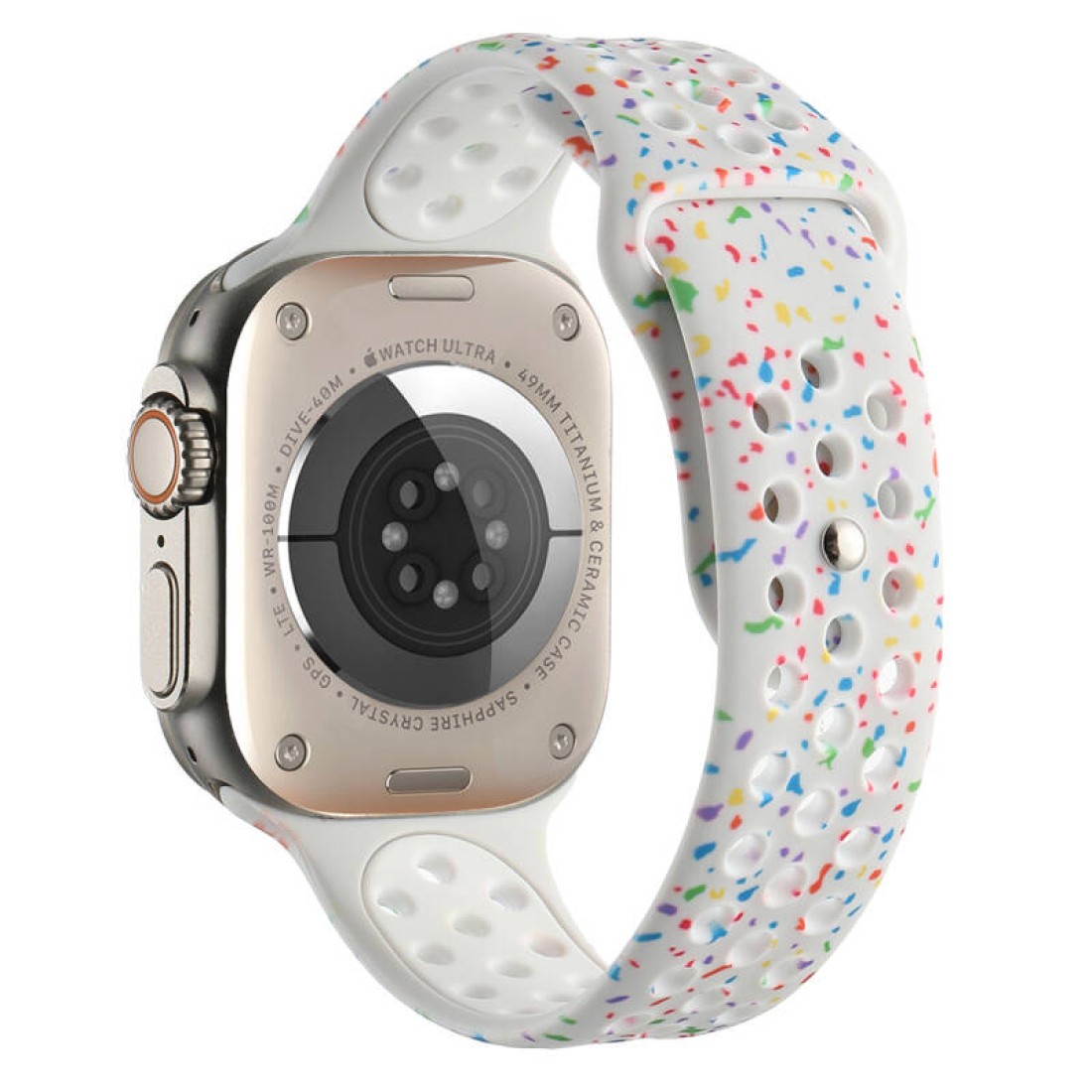  Apple Watch Uyumlu Delikli Spor Silikon Kordon  N Serisi Beyaz