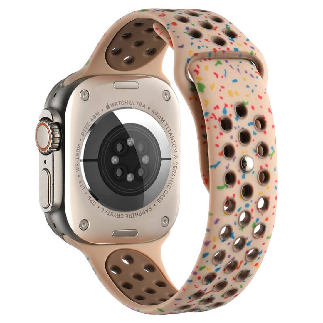  Apple Watch Uyumlu Delikli Spor Silikon Kordon N Serisi Krem