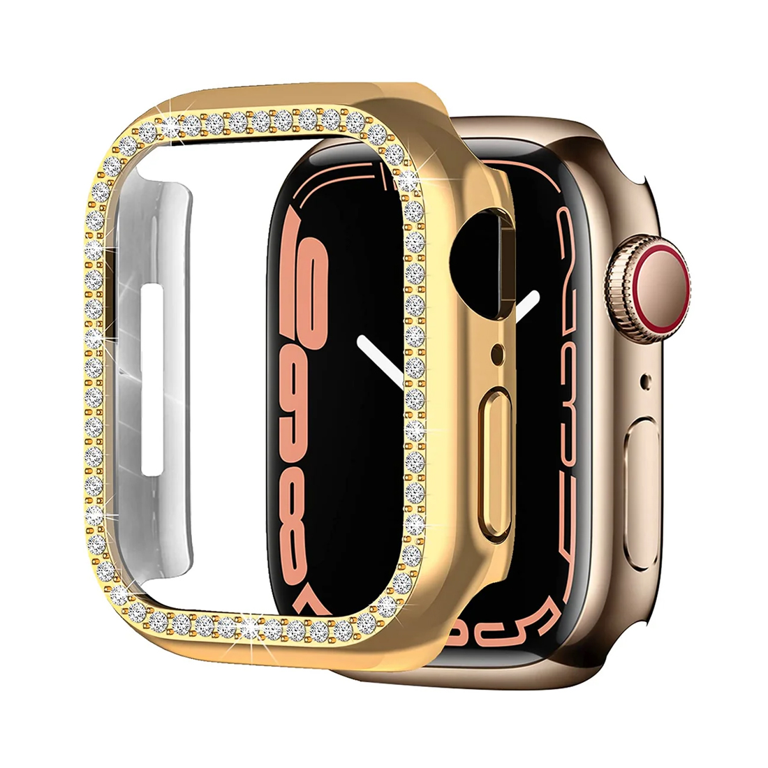 Apple Watch Uyumlu Şık Taşlı Parlak Kasa Koruyucu Bronz