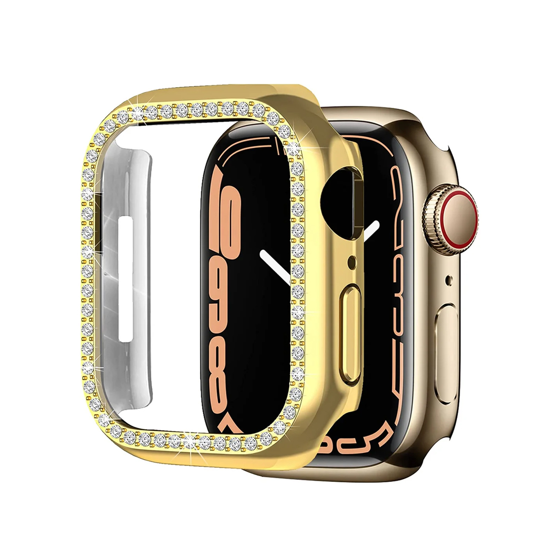 Apple Watch Uyumlu Şık Taşlı Parlak Kasa Koruyucu Gold